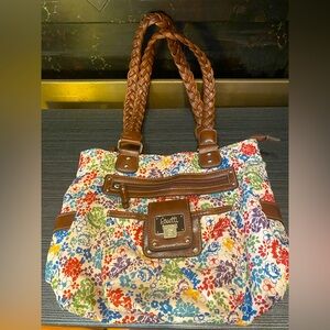 PRISTINE Rosetti Floral Shoulder Bag Purse with Braided Straps Boho Hippie